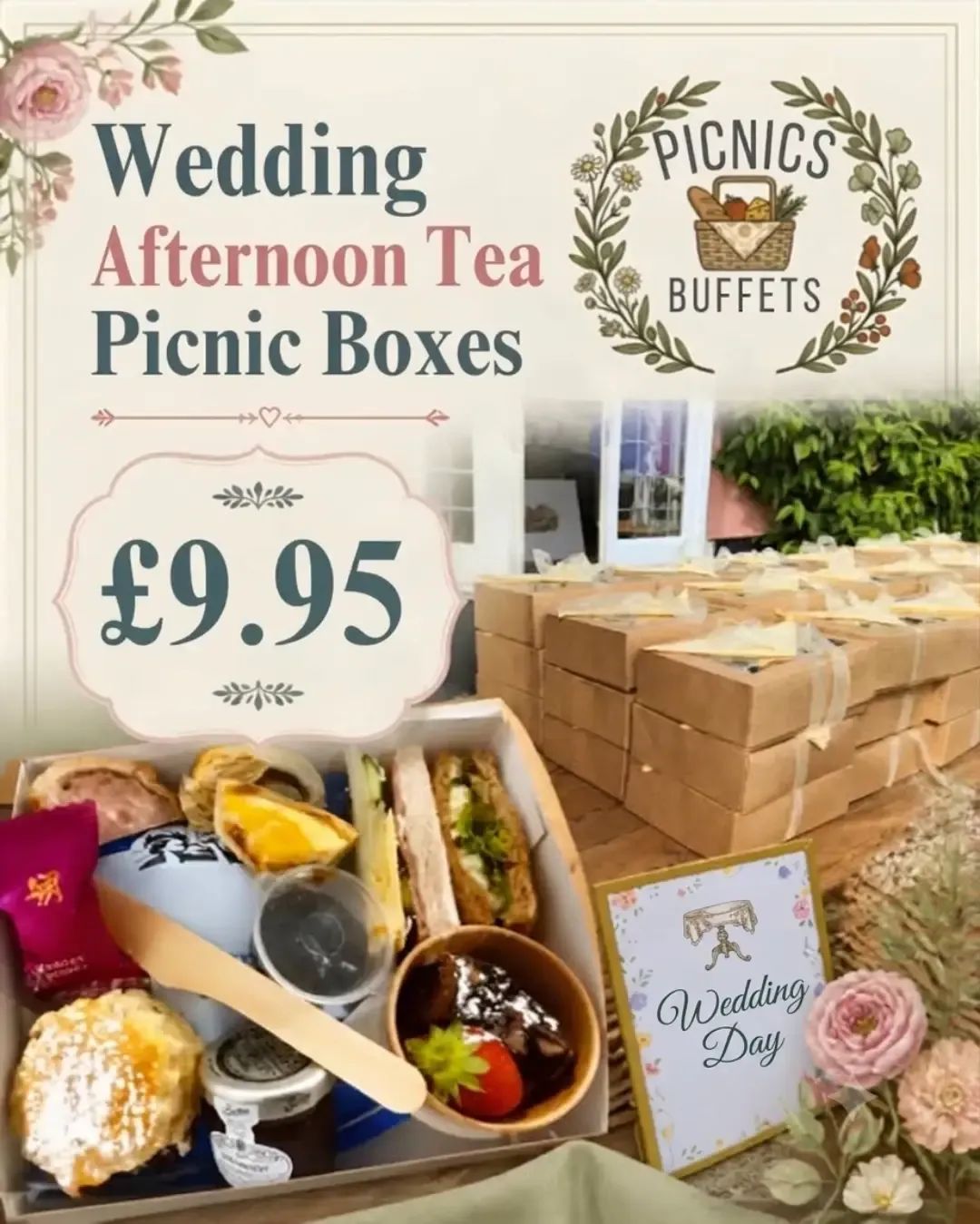 Wedding afternoon tea picnic boxes